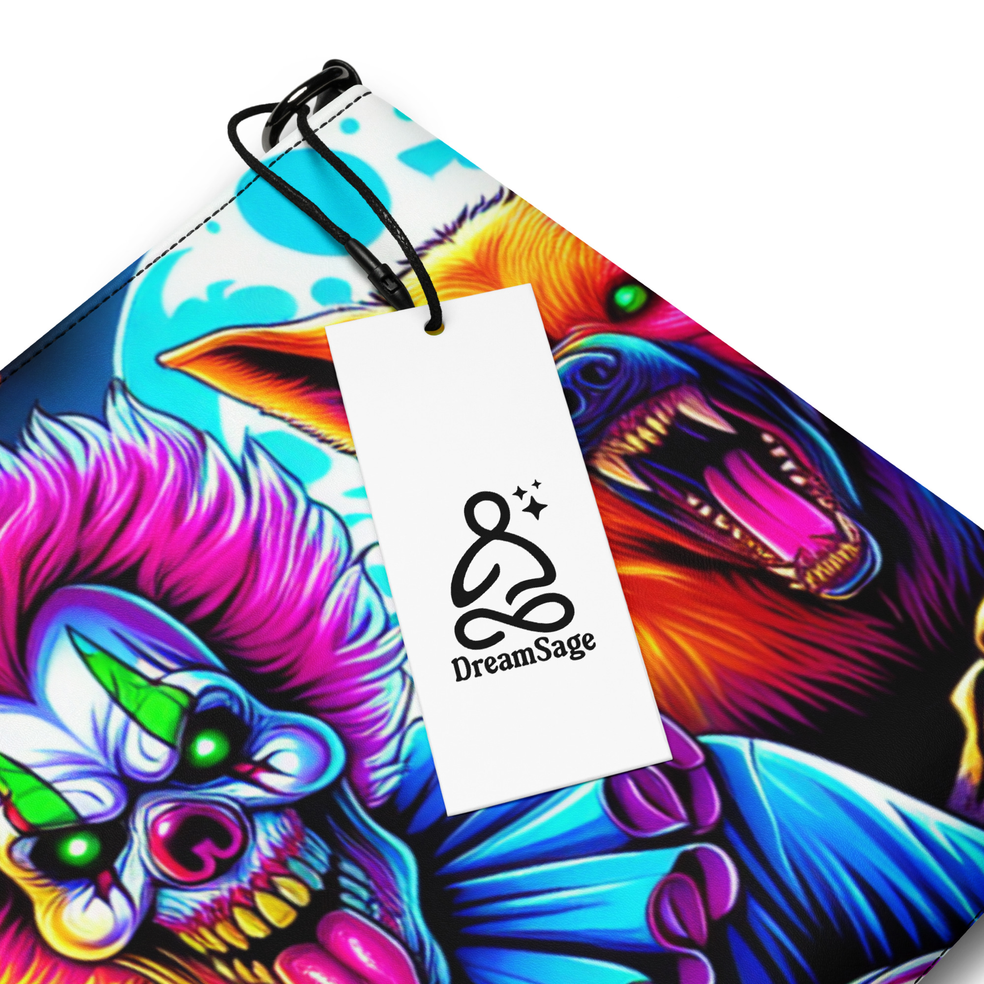 Neon Goth Clown Faux Leather Crossbody Bag
