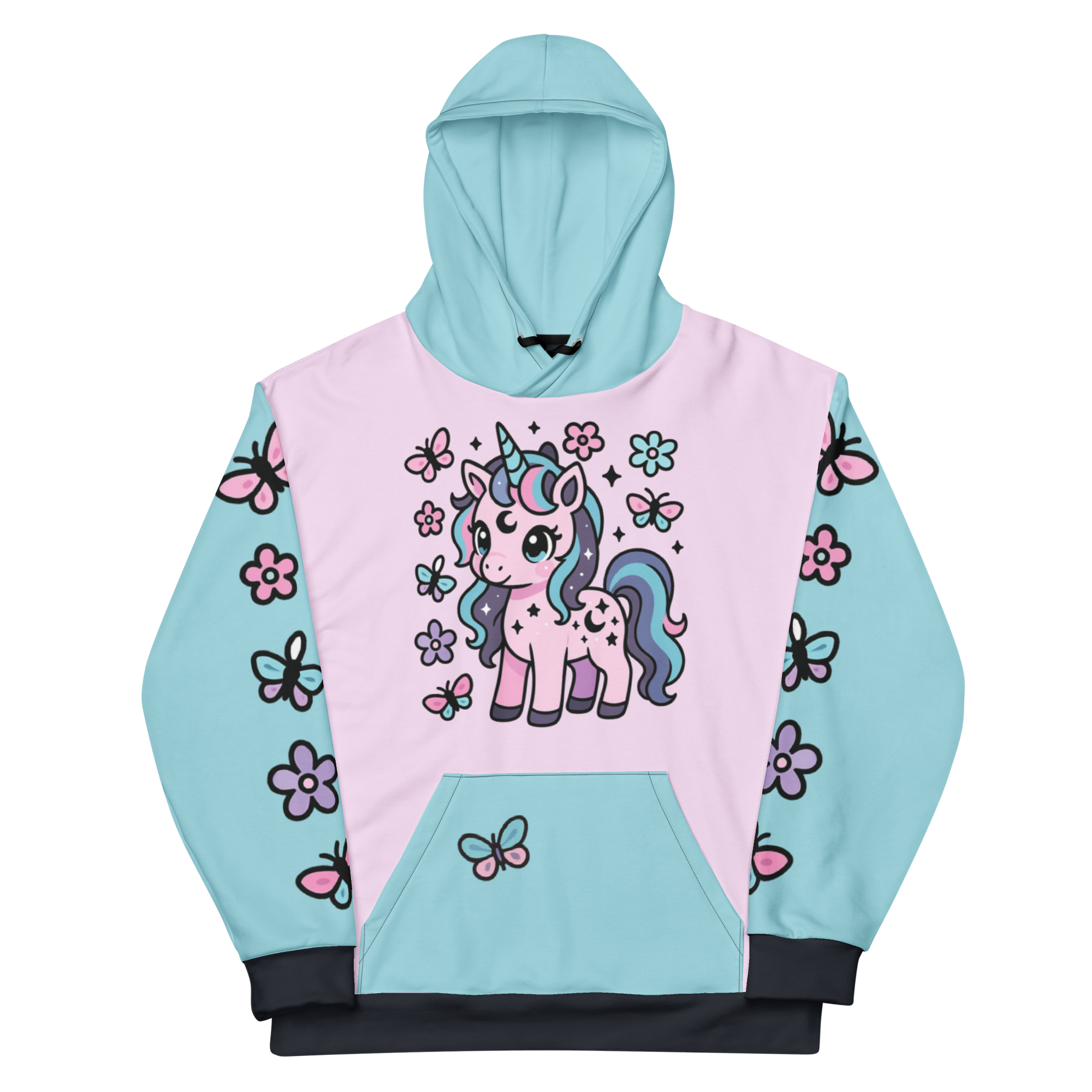 Kawaii Unicorn & Flowers Pastel Goth Hoodie