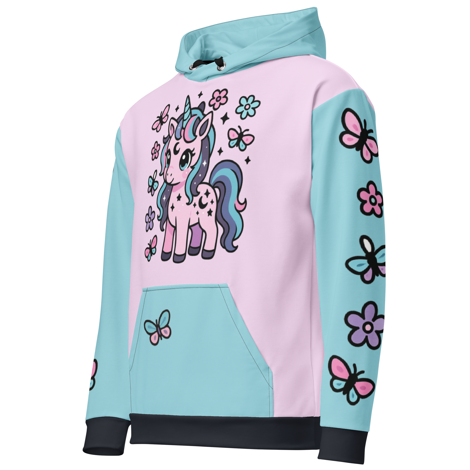 Kawaii Unicorn & Flowers Pastel Goth Hoodie