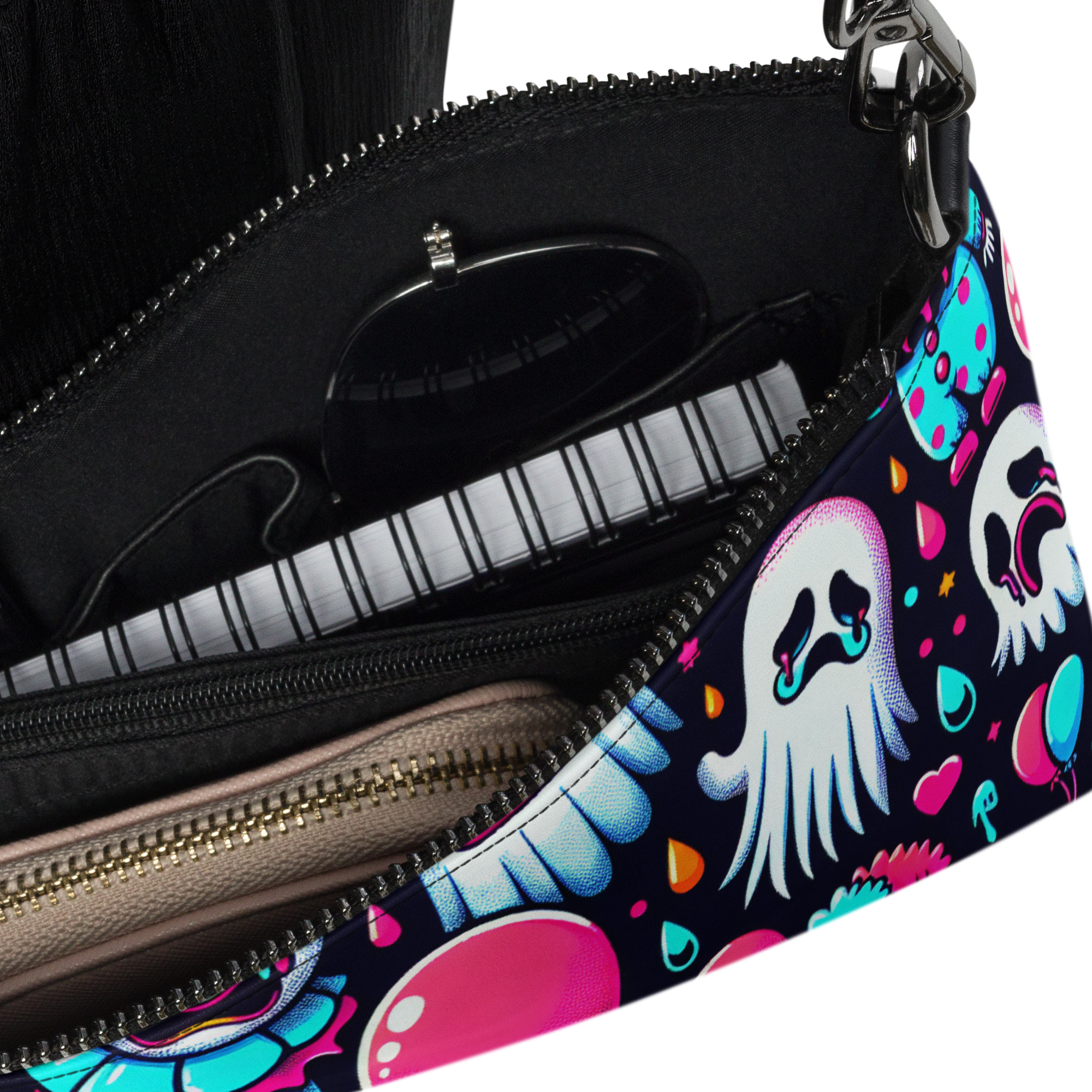 Colorful Clown & Ghost Printed Wristlet Bag