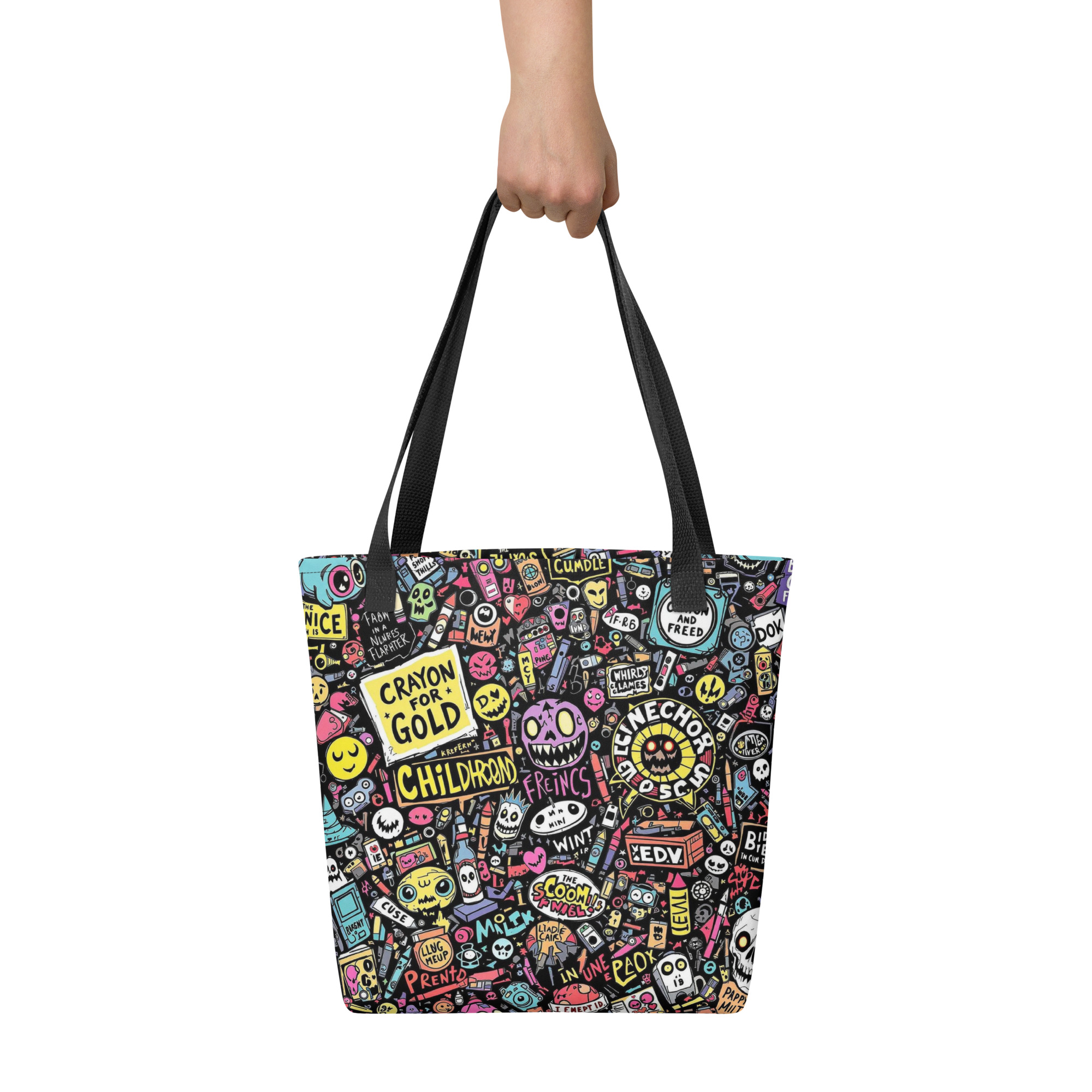 Colorful Graffiti Print Tote Bag