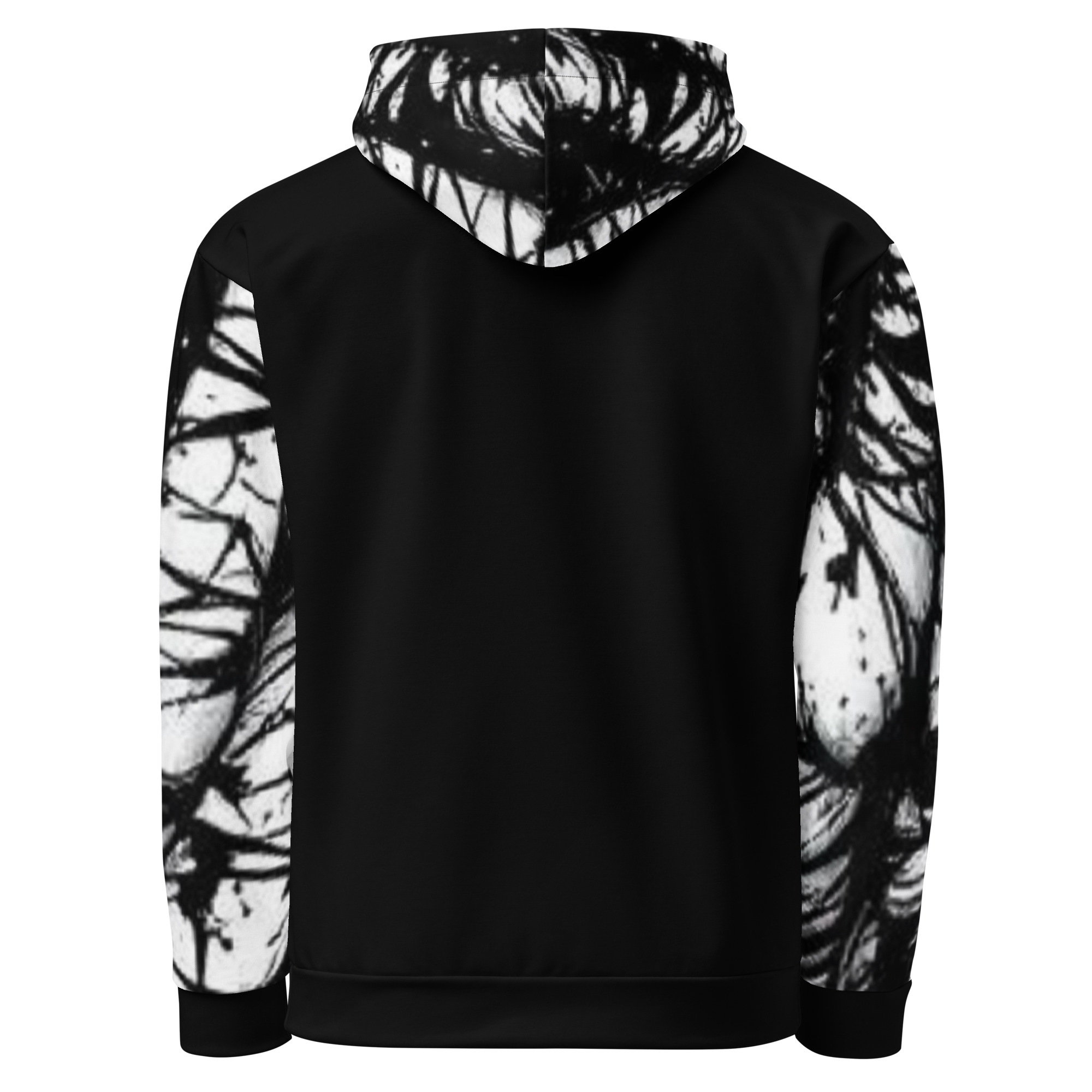 Black Artistic Hoodie with Angel Wings Print