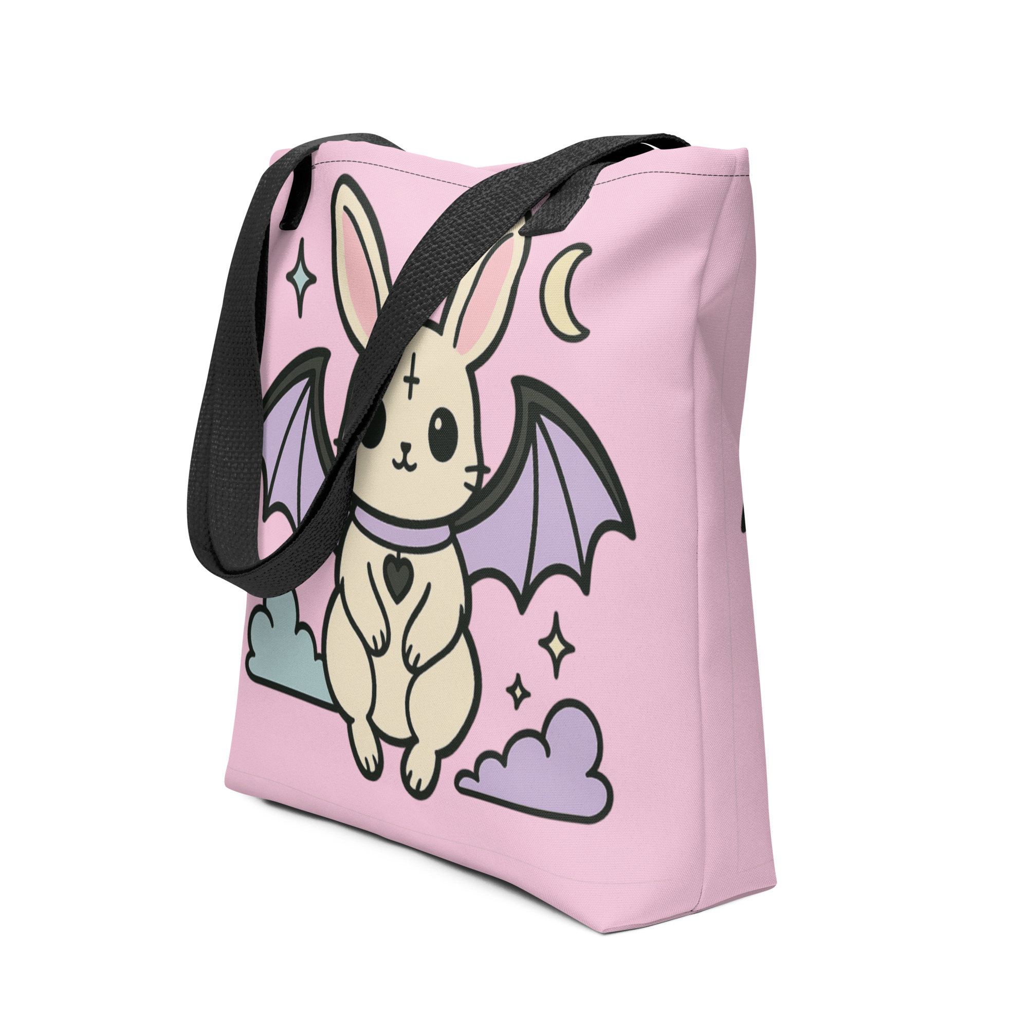 Pastel Goth Kawaii Bat Winged Bunny Tote Bag