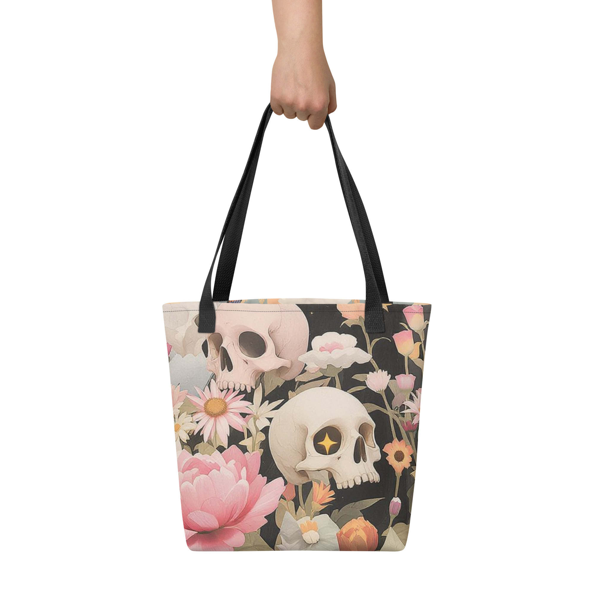 Floral Skull Tote Bag