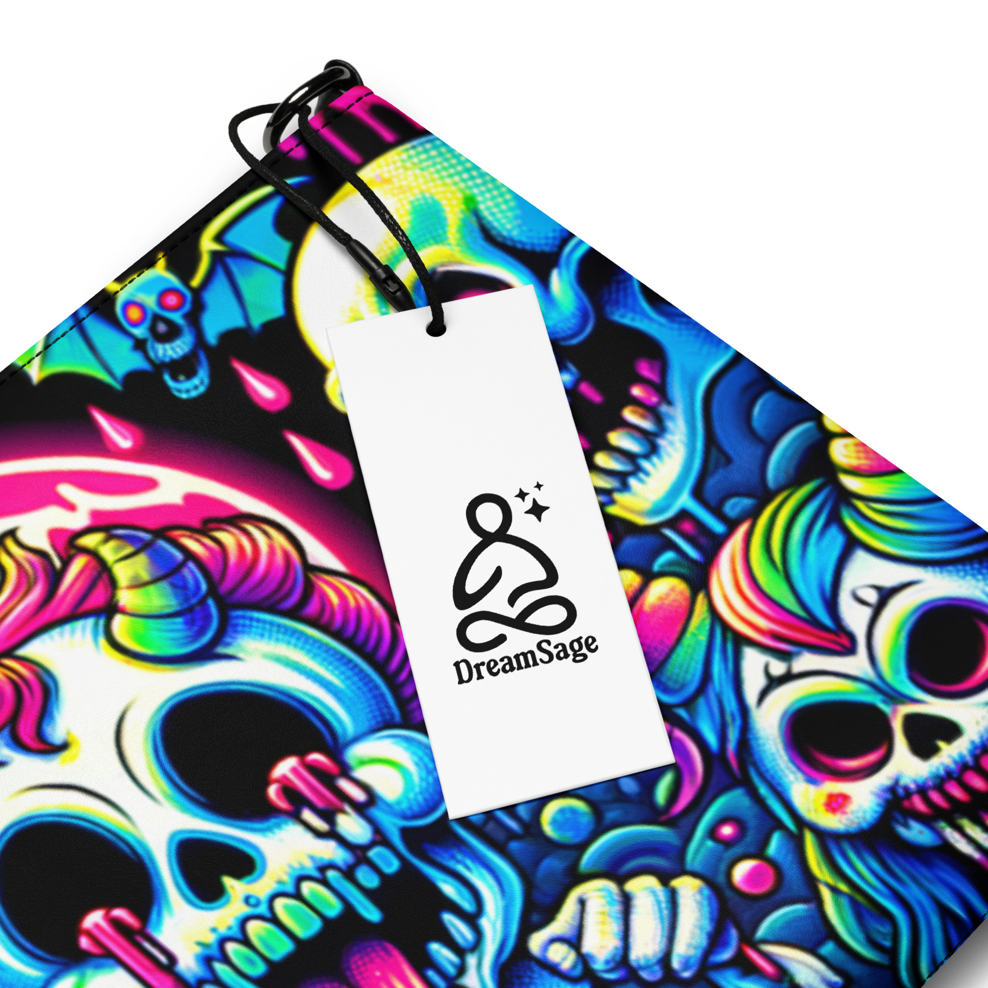 Neon Skull Art Wristlet Bag