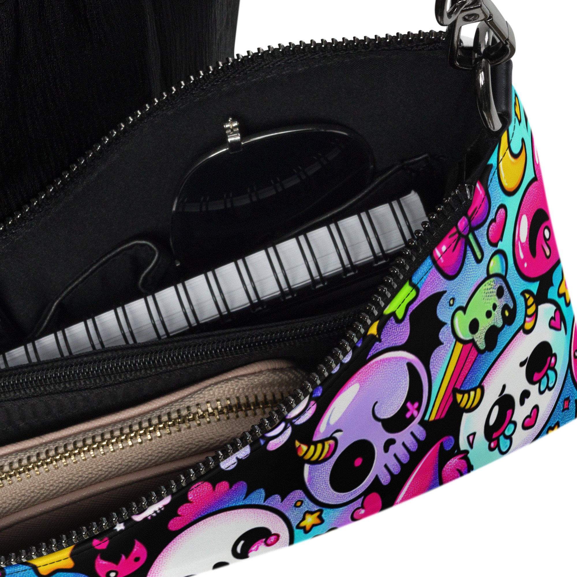 Kawaii Skull Print Wristlet Bag
