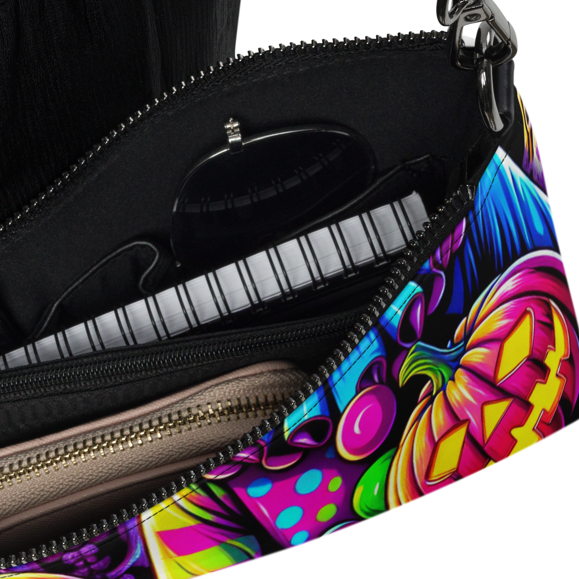 Neon Goth Clown Faux Leather Crossbody Bag