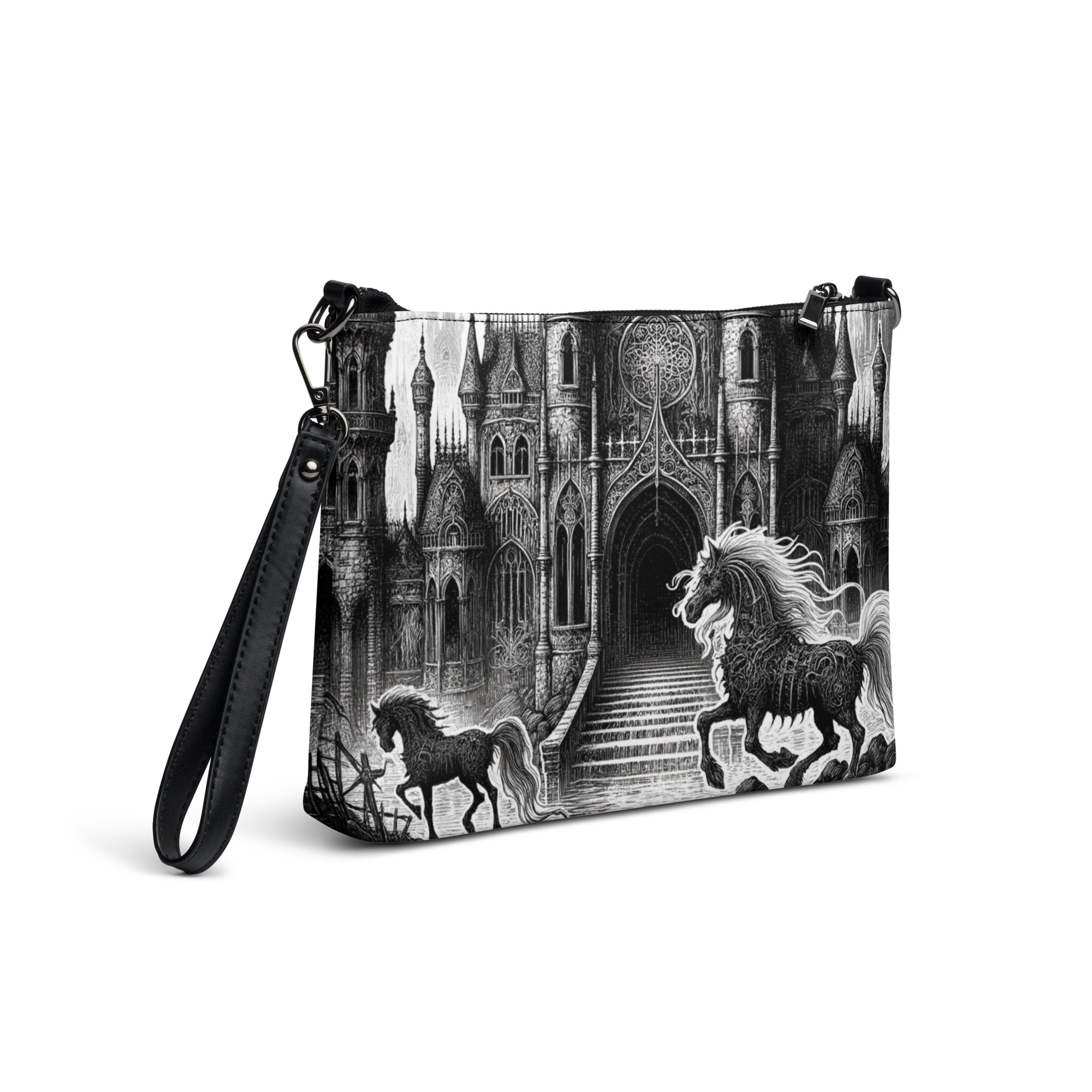 Gothic Castle & Unicorn Fantasy Clutch Bag