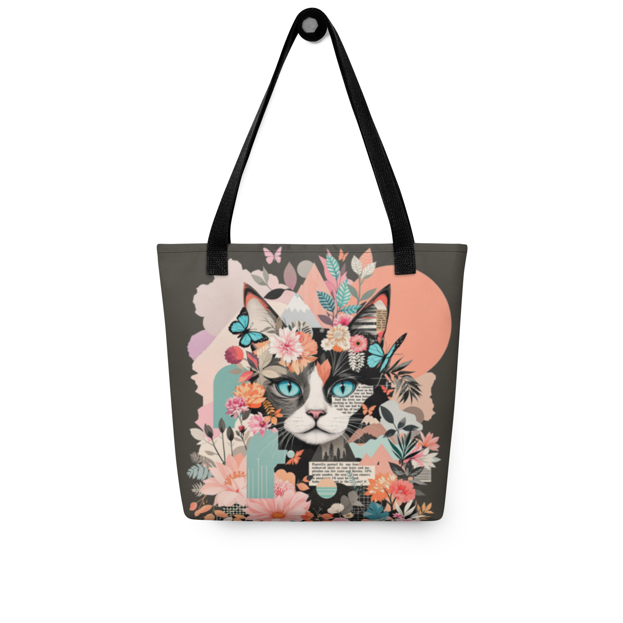 Floral Cat Canvas Tote Bag