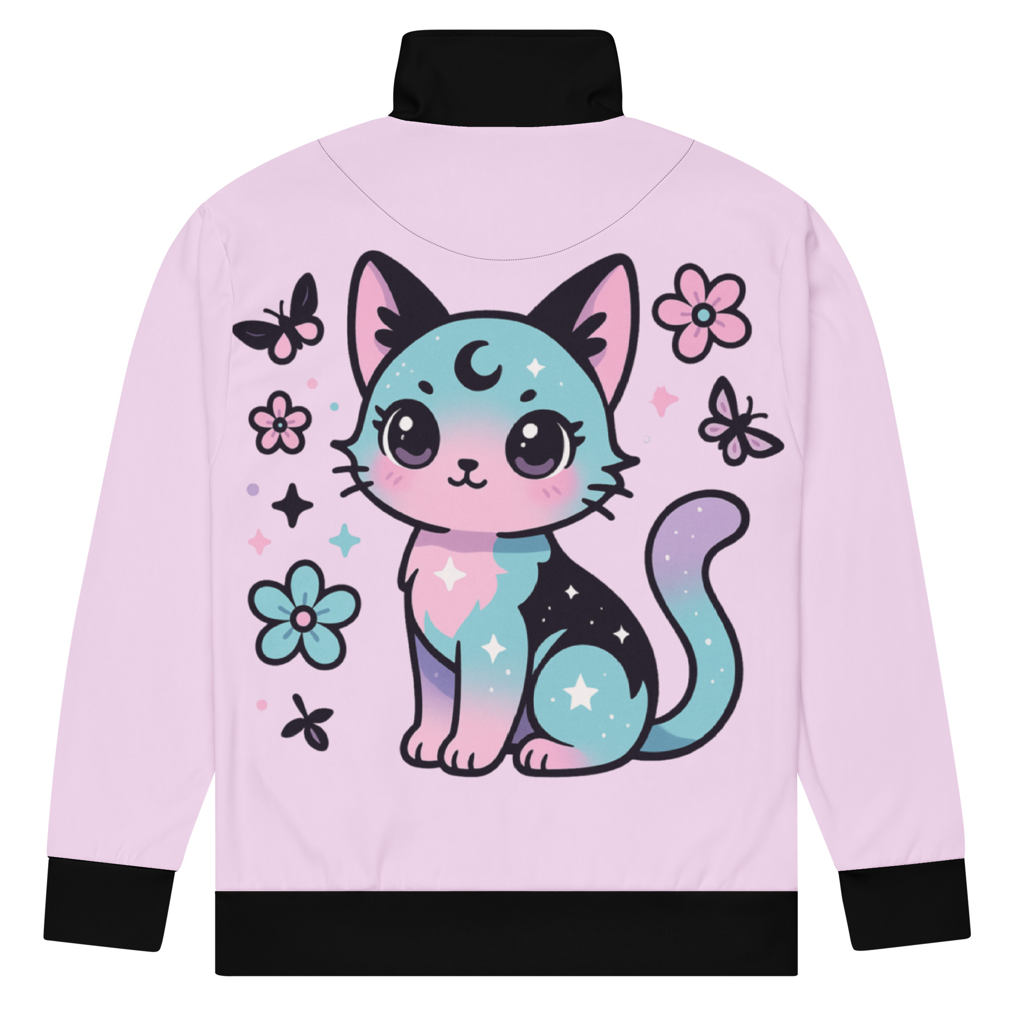 Pink Cat Embroidered Track Jacket