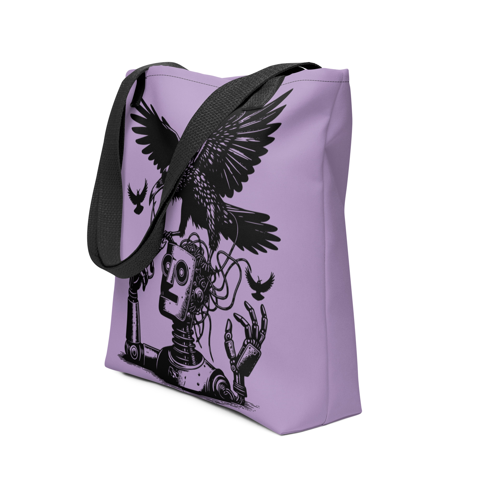 Robot and Raven Art Tote Bag