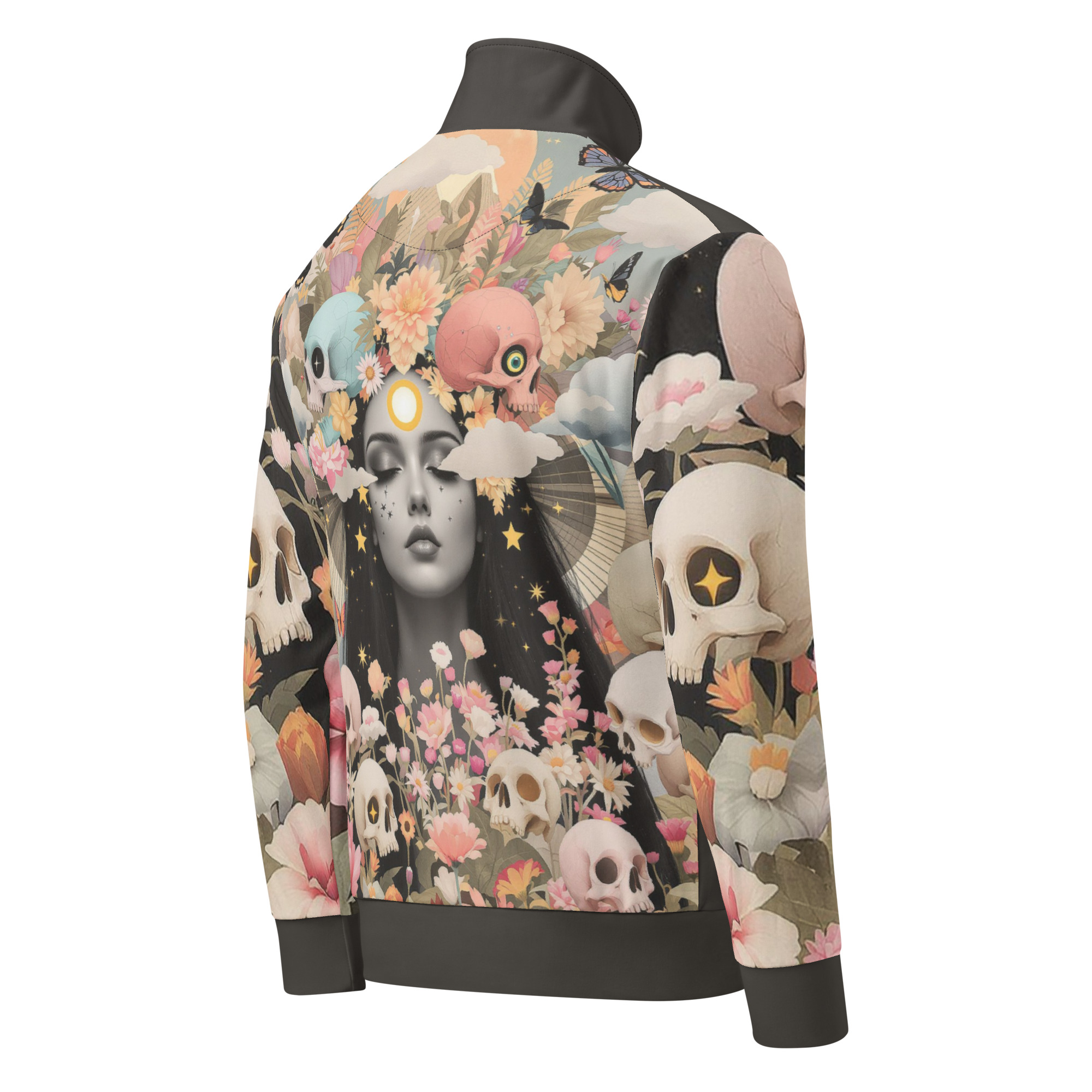Floral Skull Print Track Jacket