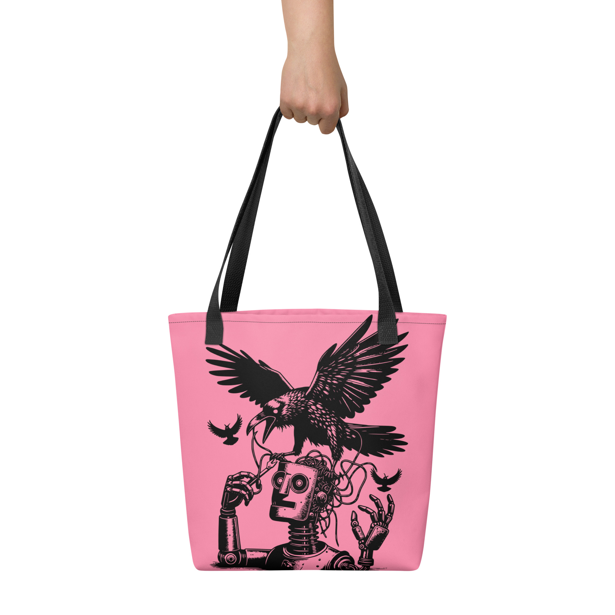 Robot and Raven Art Tote Bag