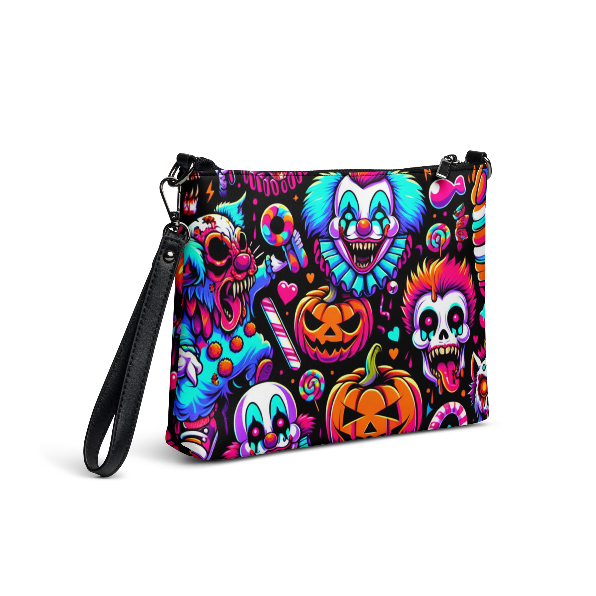 Neon Horror Clown Wristlet Bag