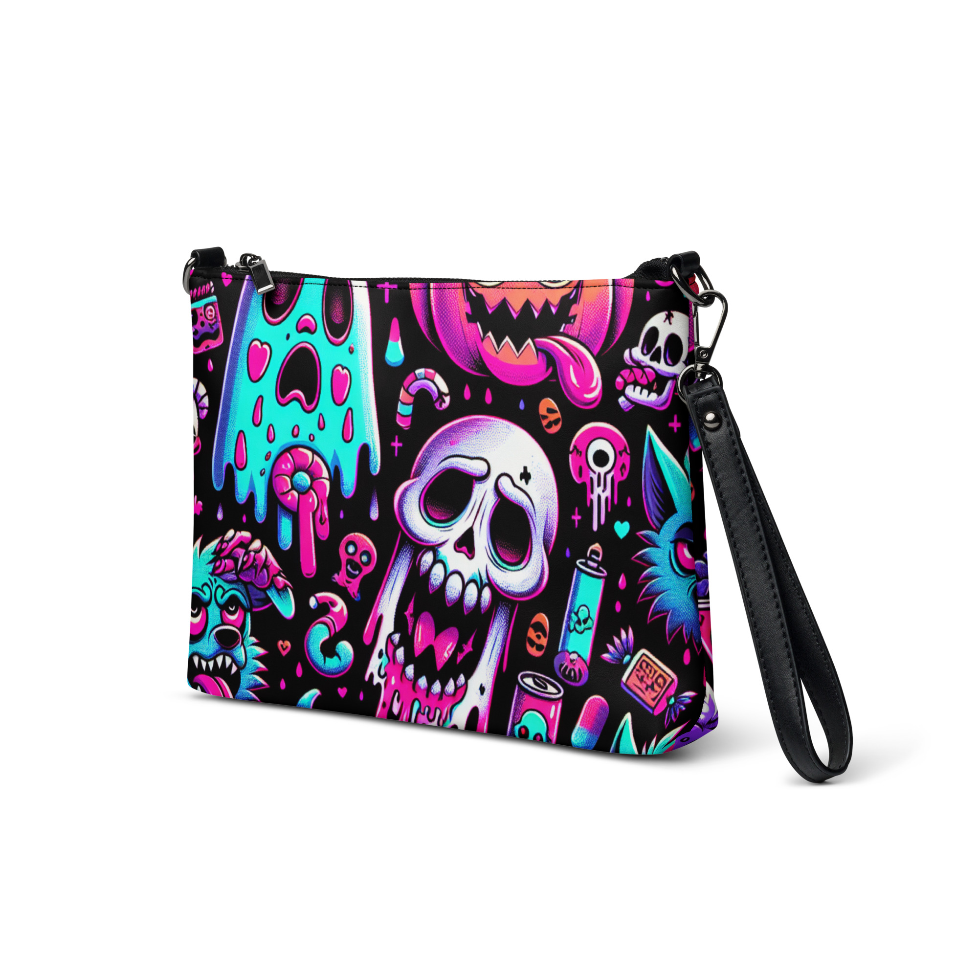 Neon Horror-Themed Wristlet Clutch