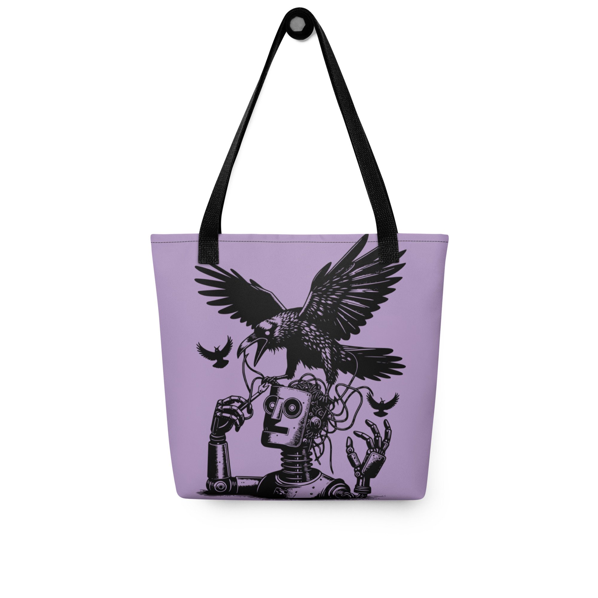 Robot and Raven Art Tote Bag