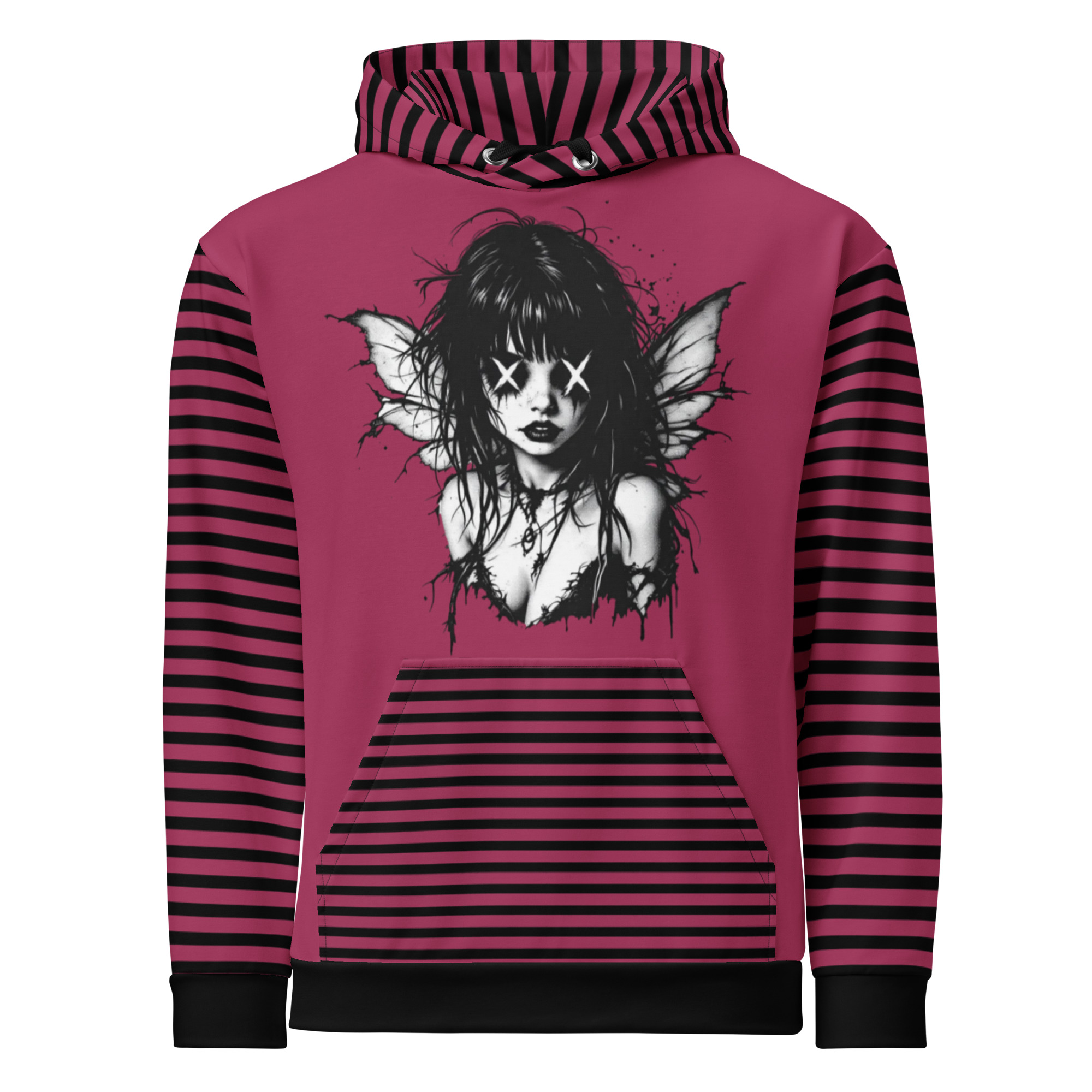 Striped Fairy Graphic Hoodie