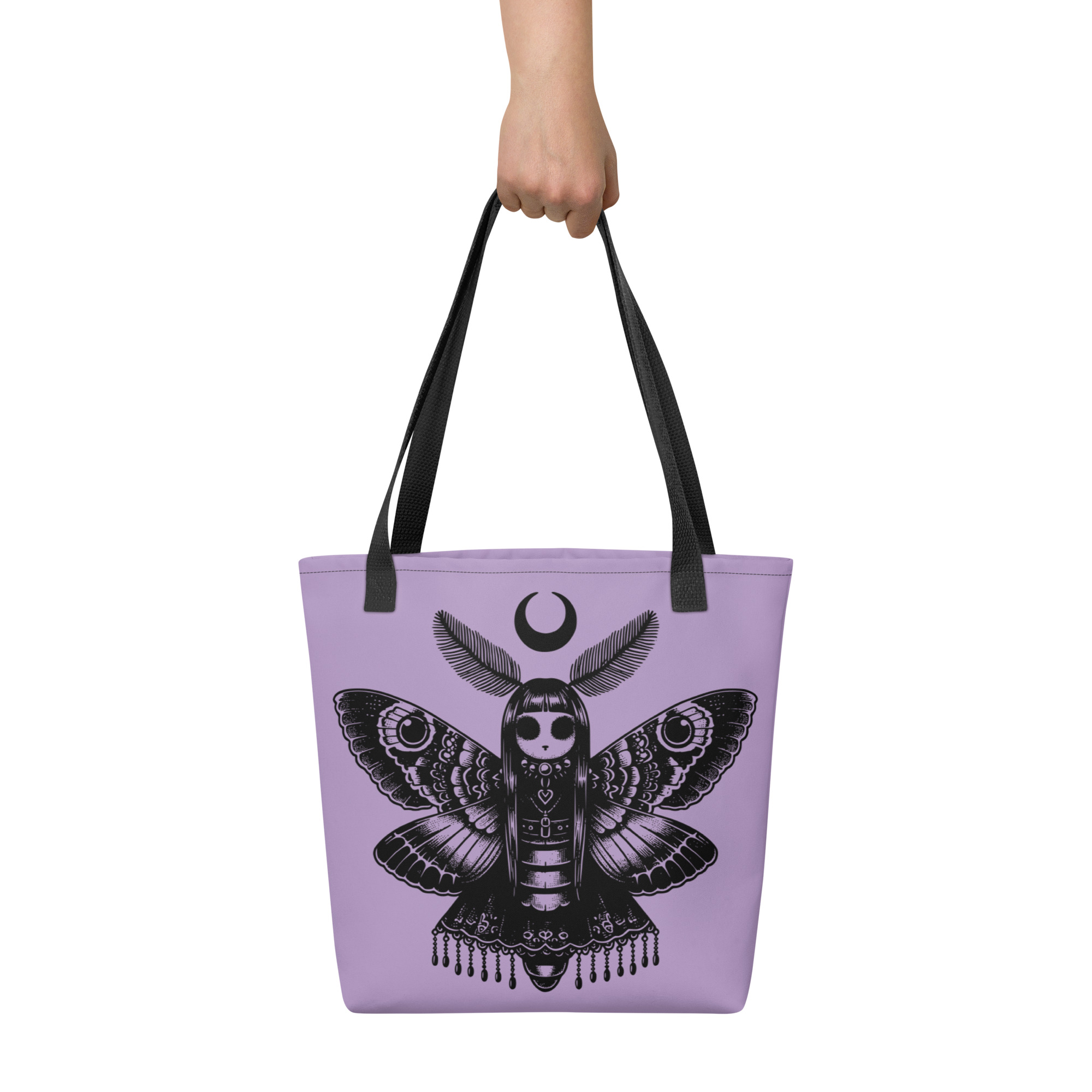 Gothic Moth Girl Tote Bag