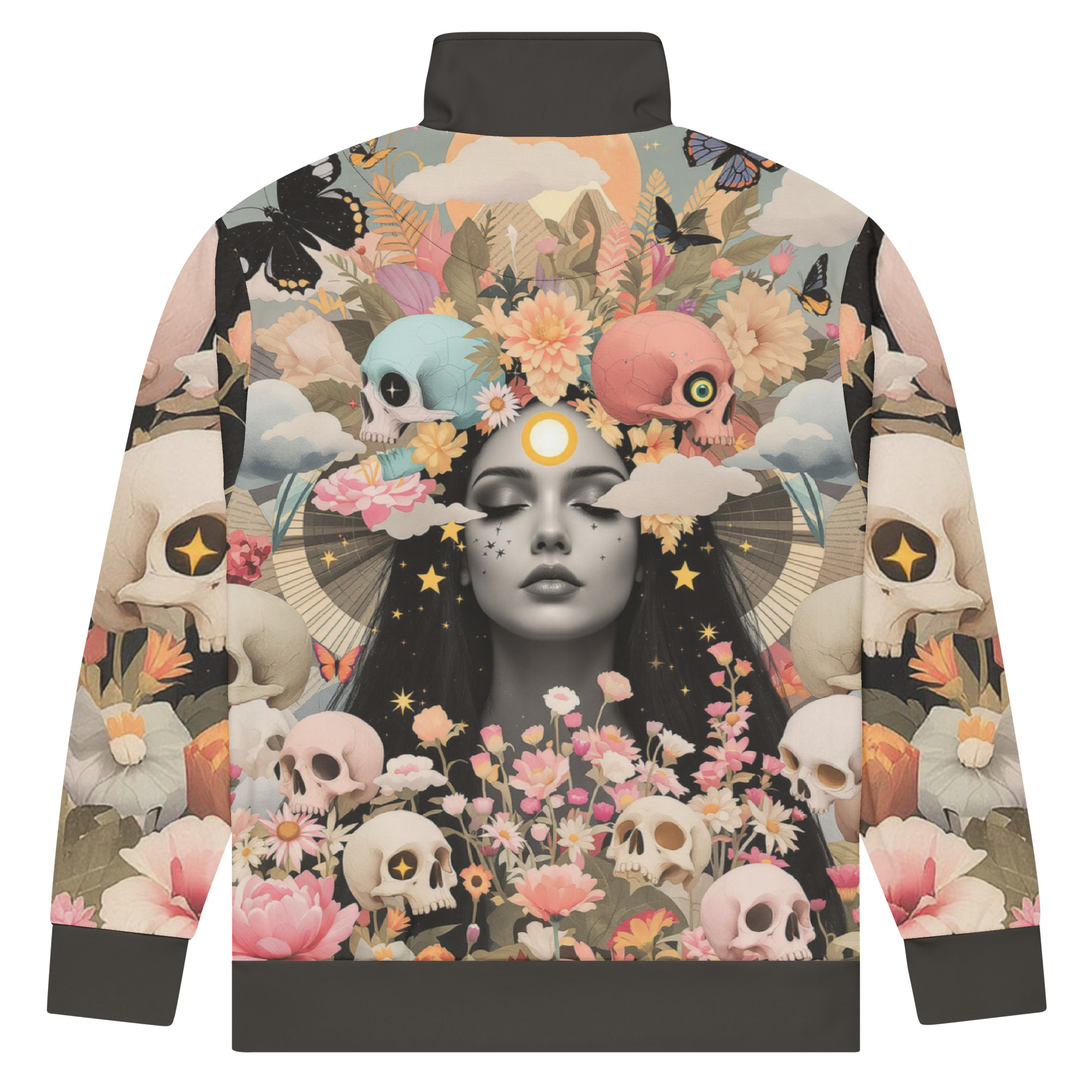 Floral Skull Print Track Jacket