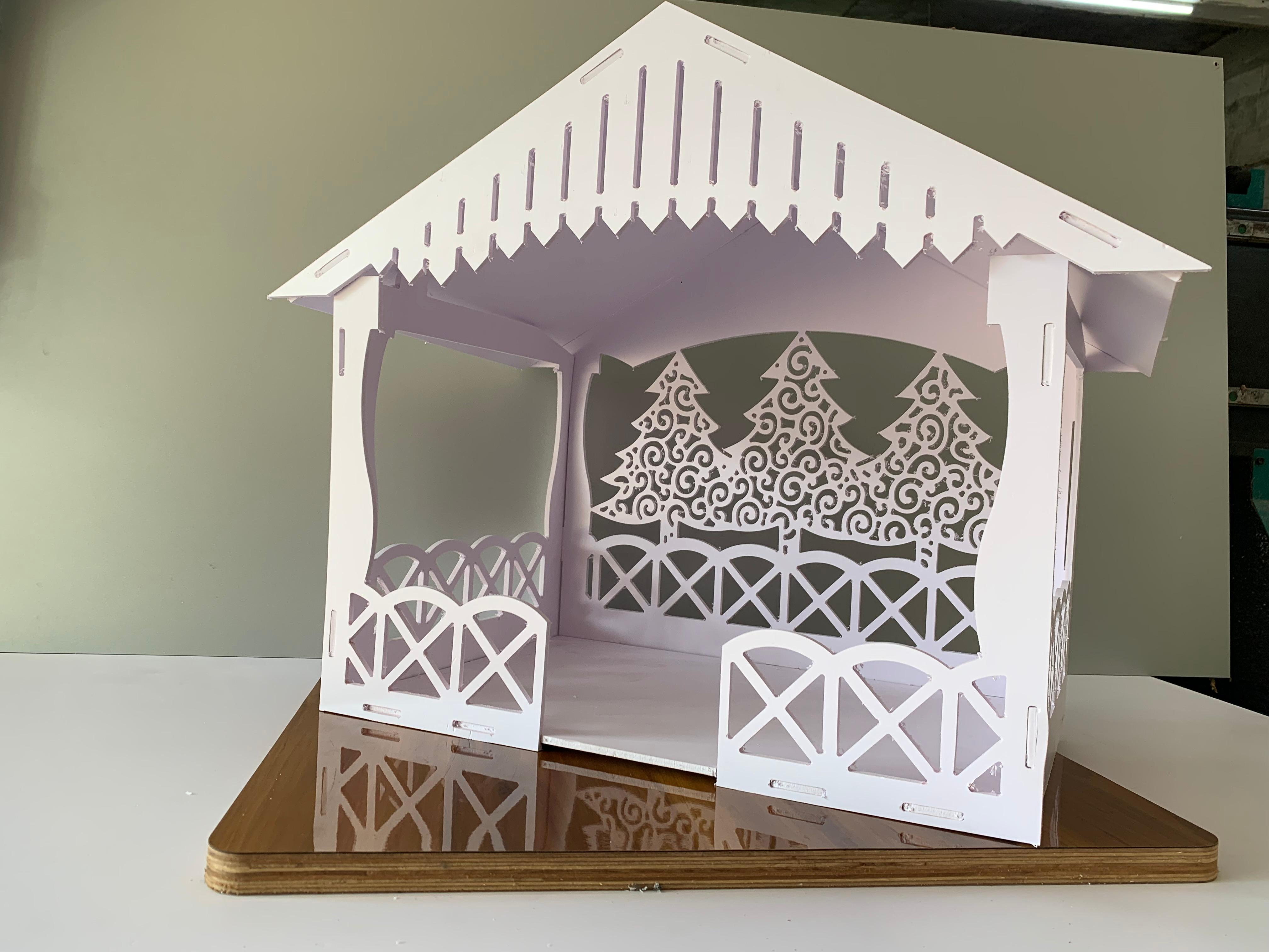 Christmas Crib in White Multiwood 