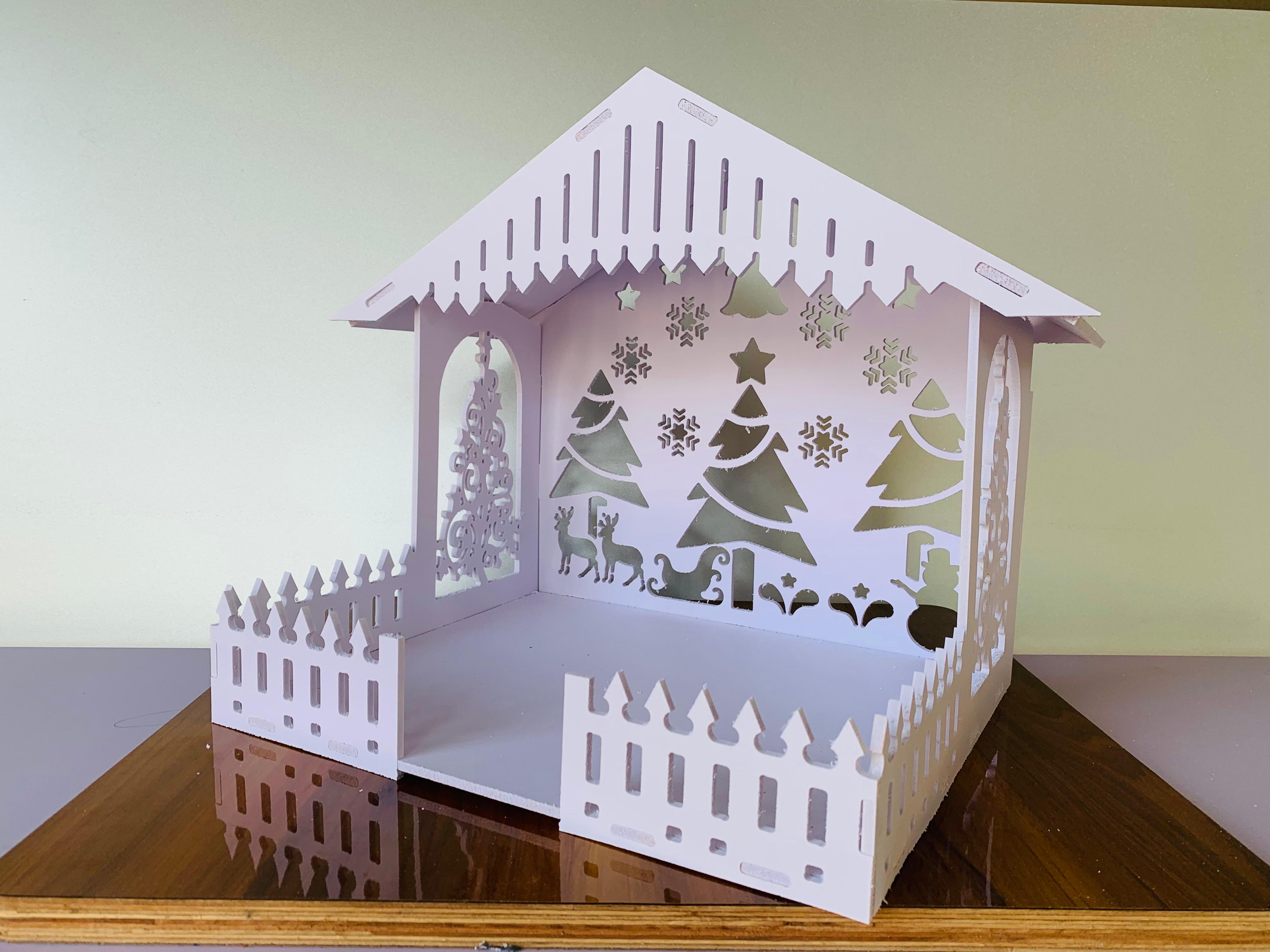 Christmas Crib in White Multiwood 