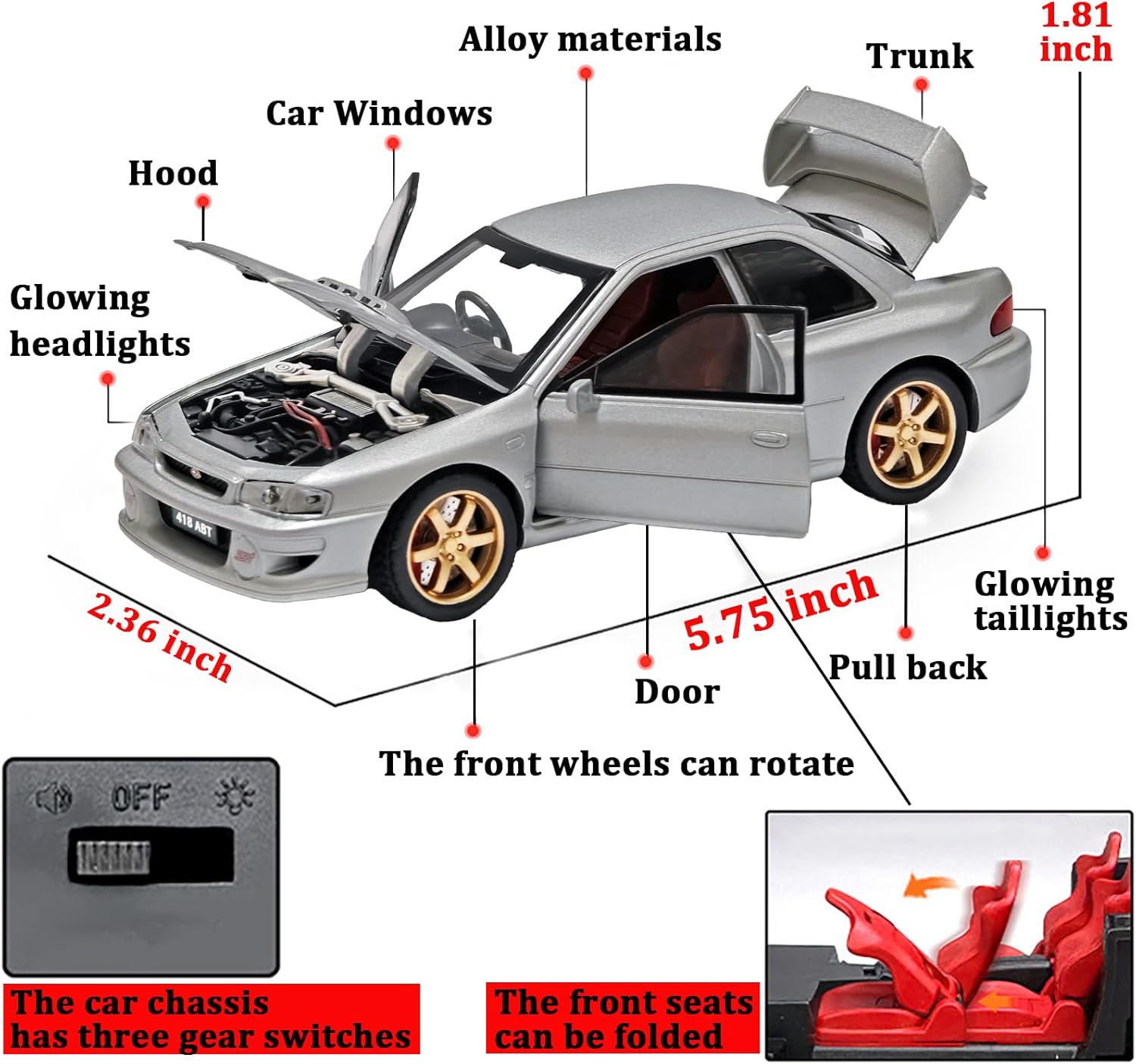 1998 Subaru Impreza WRX STI Model Car, 1:32 Scale