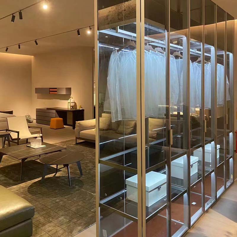 Aluminum Glass-Door Modular Cabinets: Smart Sensor-Lit Display Units - Luxury Bookcase, Wine Cabinet & Storage Combo