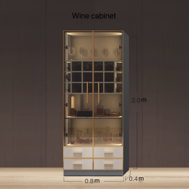 Luxury Aluminum Glass-Door Wine Cabinet: Smart Sensor-Lit Wine Storage Cabinet – Large-Capacity Display Unit for Living/Dining Rooms