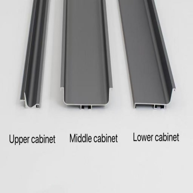 Aluminum Upper/Middle/Lower Cabinets Handleless Design for Modern Kitchens