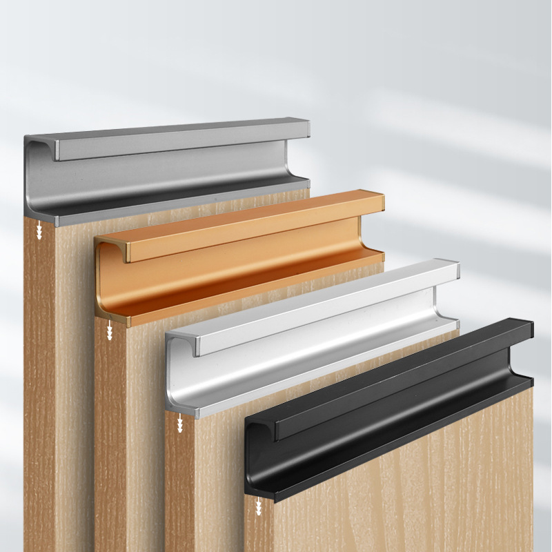 G-Shape Aluminum Cabinet Handle with End Caps: Customizable Invisible Pulls