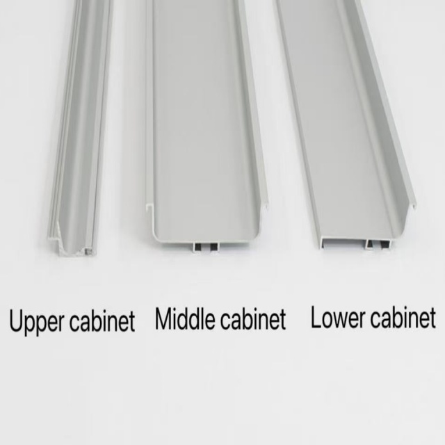 Aluminum Upper/Middle/Lower Cabinets Handleless Design for Modern Kitchens