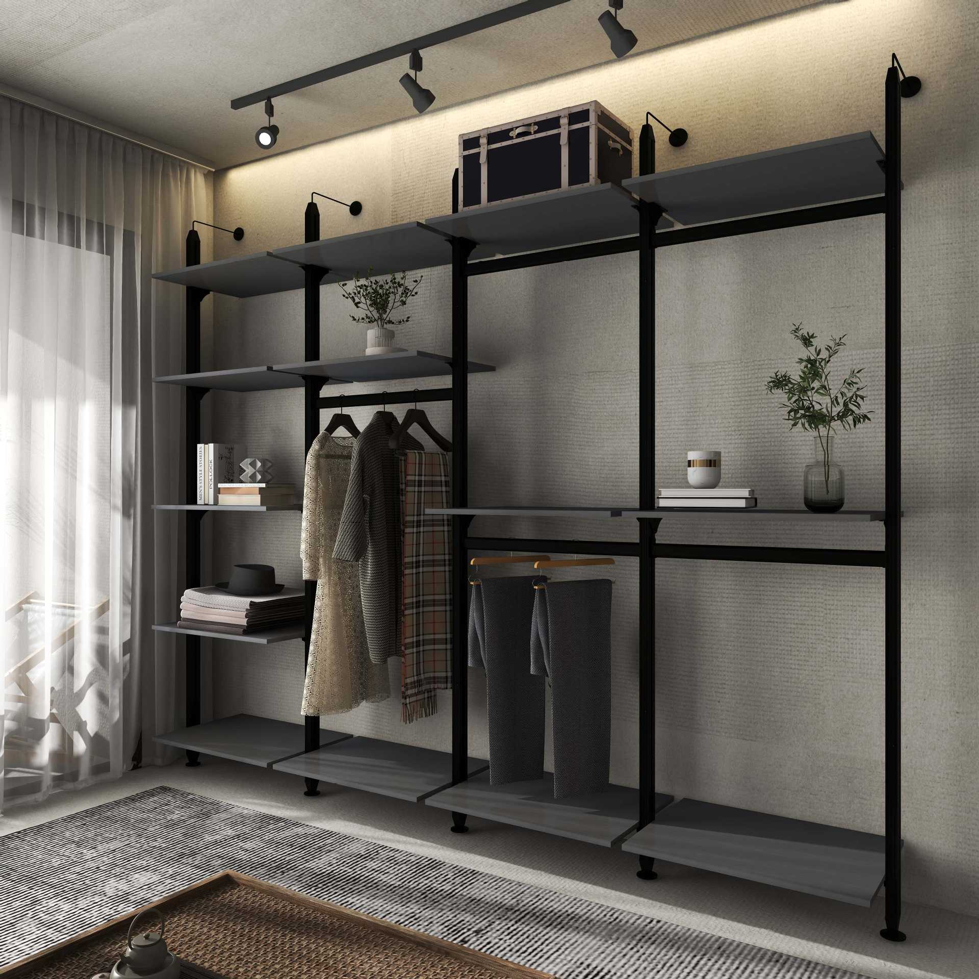Customizable Aluminum Alloy Column Wardrobe | Rust-Proof Modular Storage Solution