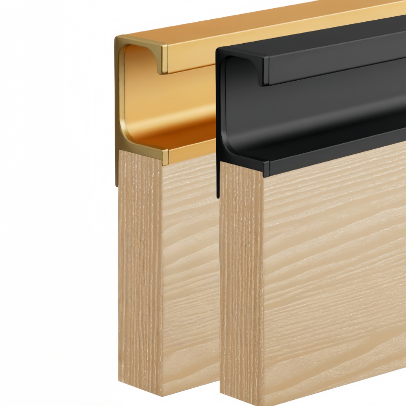 G-Shape No-Slot Cabinet Handle with End Caps: Durable Aluminum Pulls for Interiors