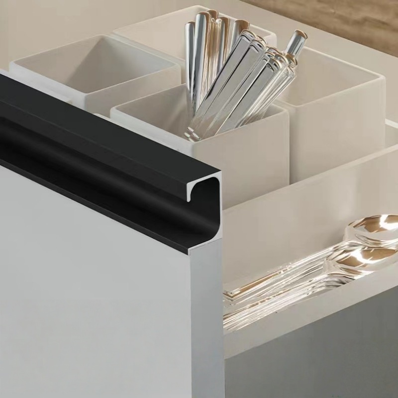 Aluminum G Shape Slotless Handle for Kitchen Cabinet and Bedroom Wardrobe