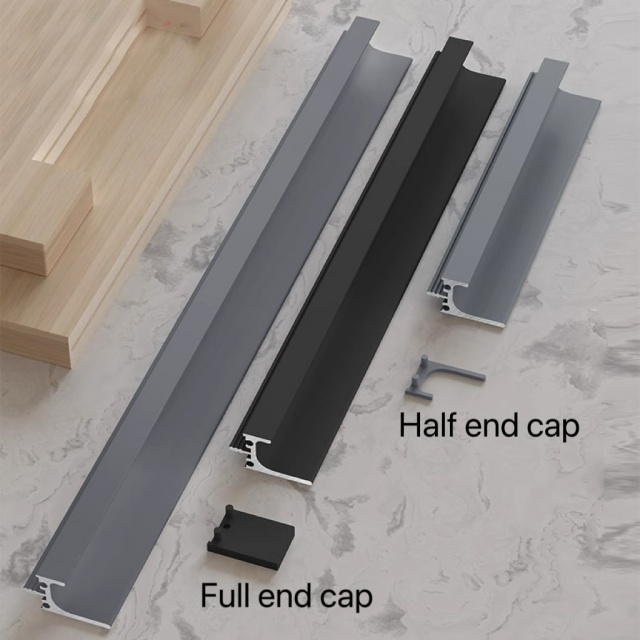 Modern Minimalist Black L-Shaped Recessed Cabinet Handle | Door Pull for Kitchen/Bathroom