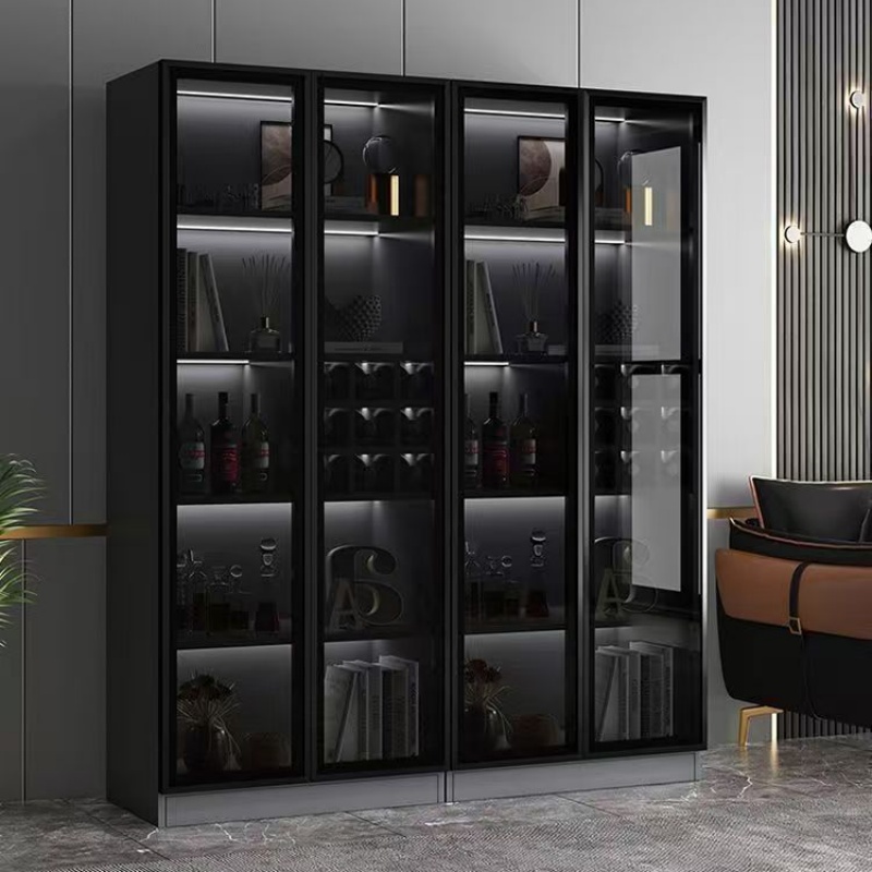 Aluminum Frame Tempered Glass Cabinet Multi-Layer Eco-Friendly Board Storage Organizer