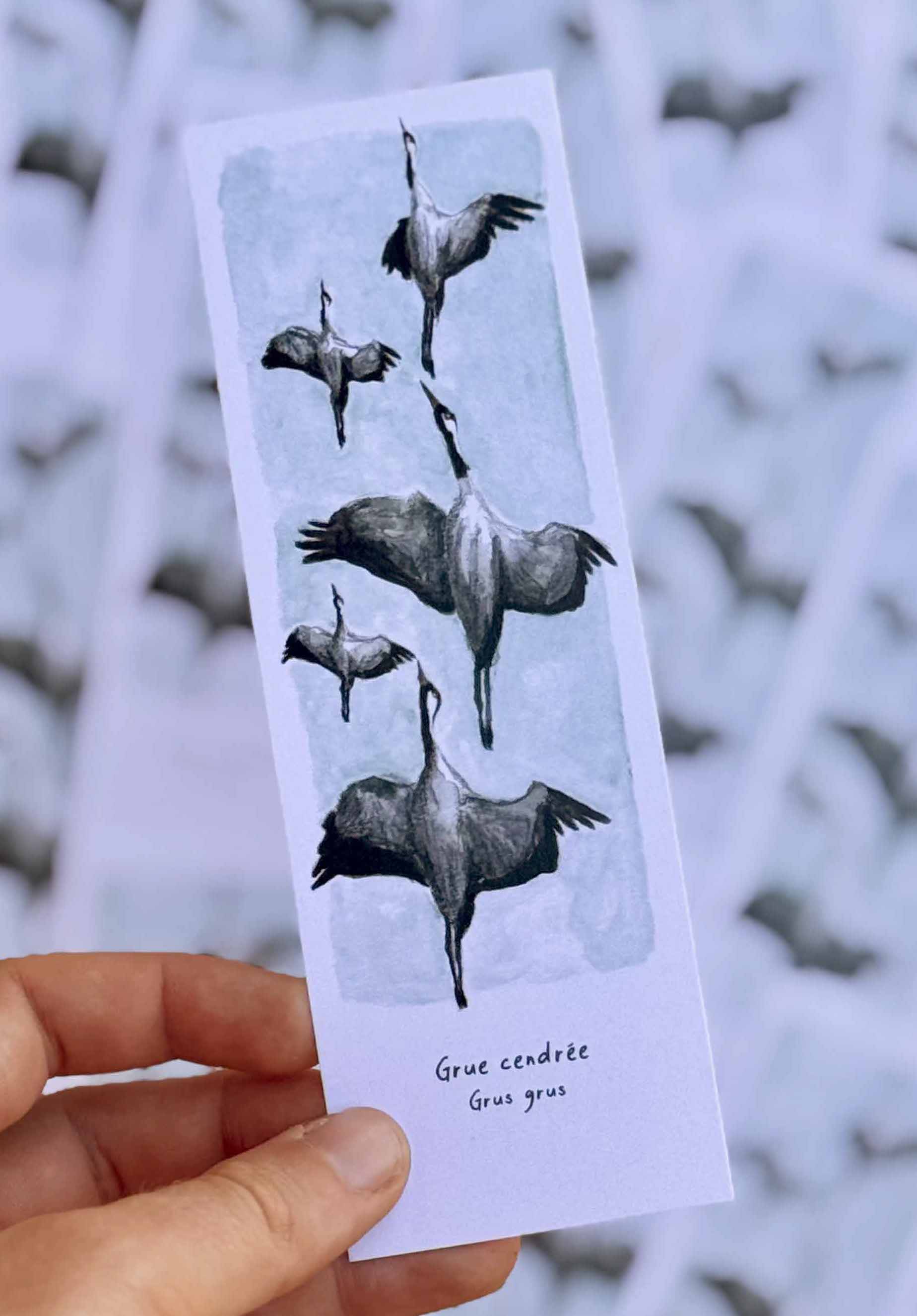 Marque-page Grues cendrées 