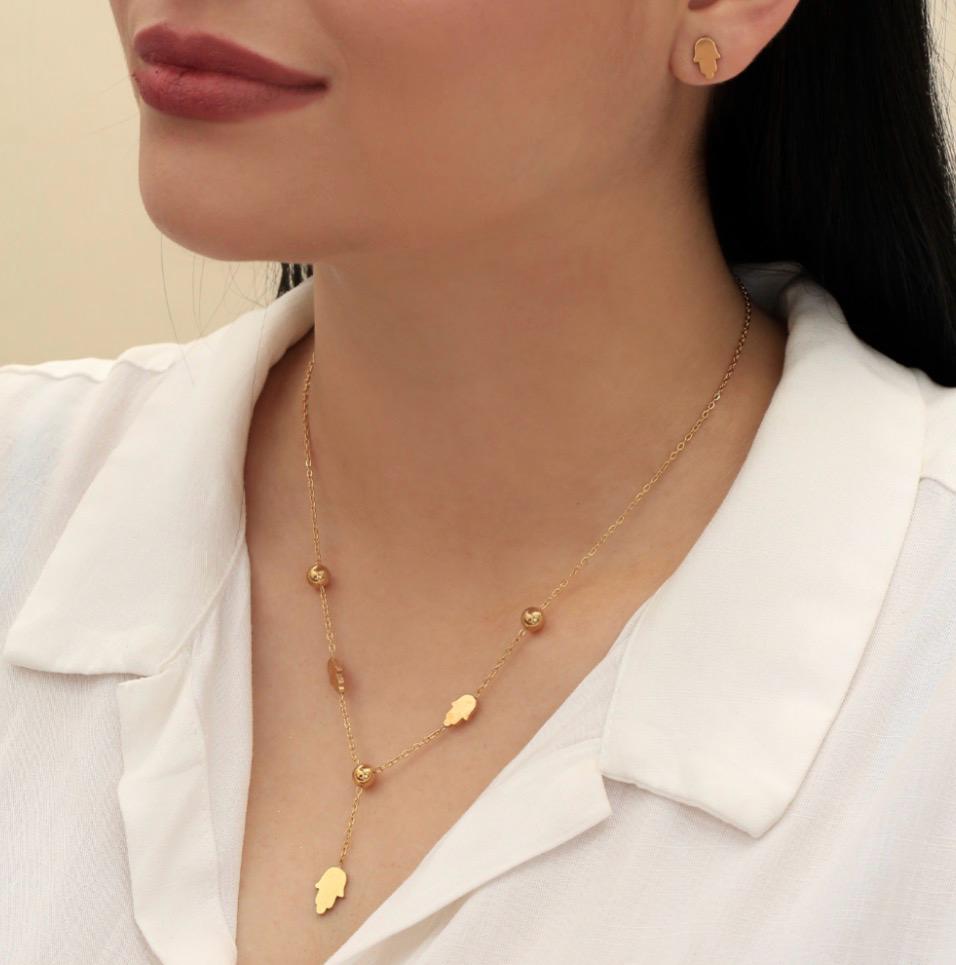 Set de joyería Mano de Fátima dorada