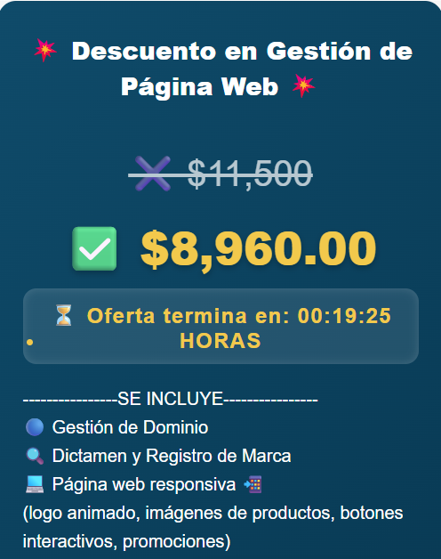 DESCUENTO EN GESTION DE PAGINA WEB