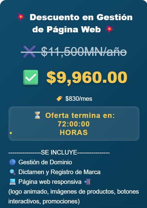 DESCUENTO EN GESTION DE PAGNA WEB + MARCA