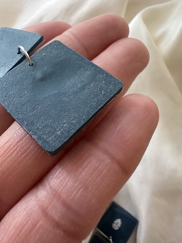 Blue and White Square Enamel Tile Style Earrings