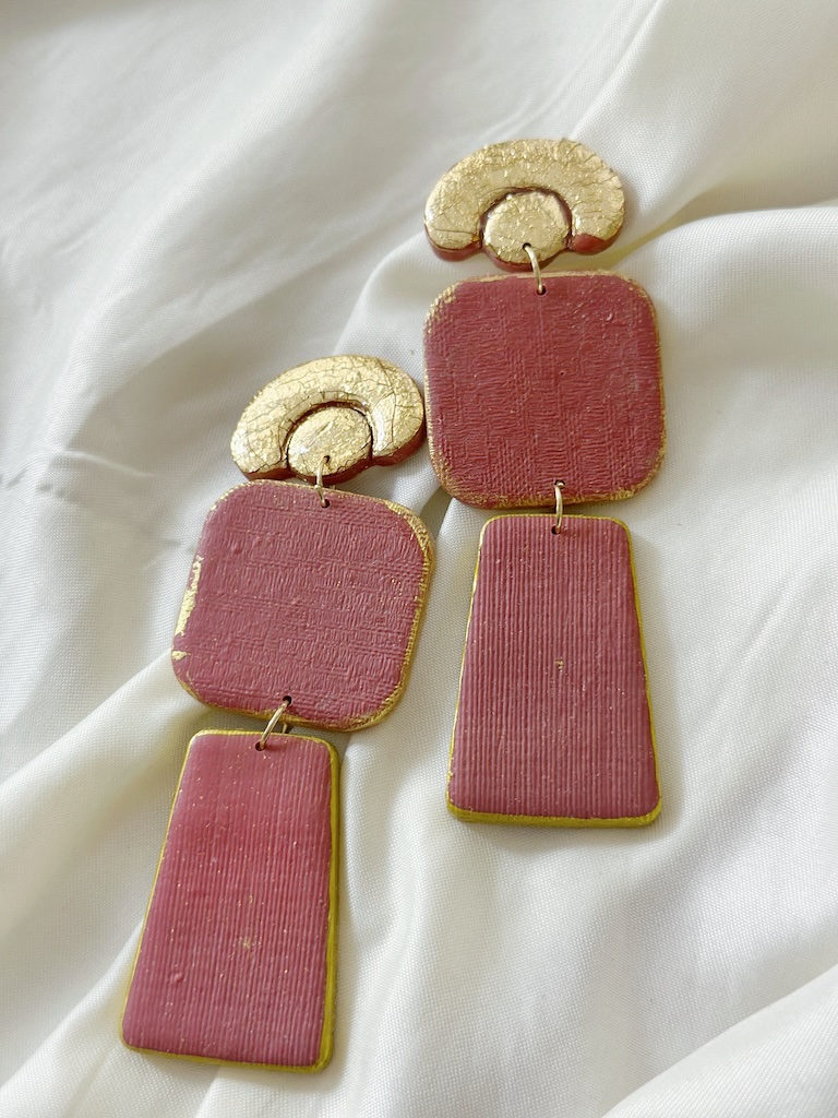 Autumn Pumpkin and Gold Statement Earrings Super Long