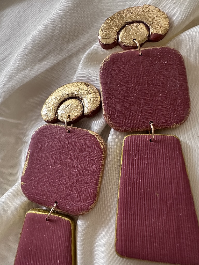 Autumn Pumpkin and Gold Statement Earrings Super Long