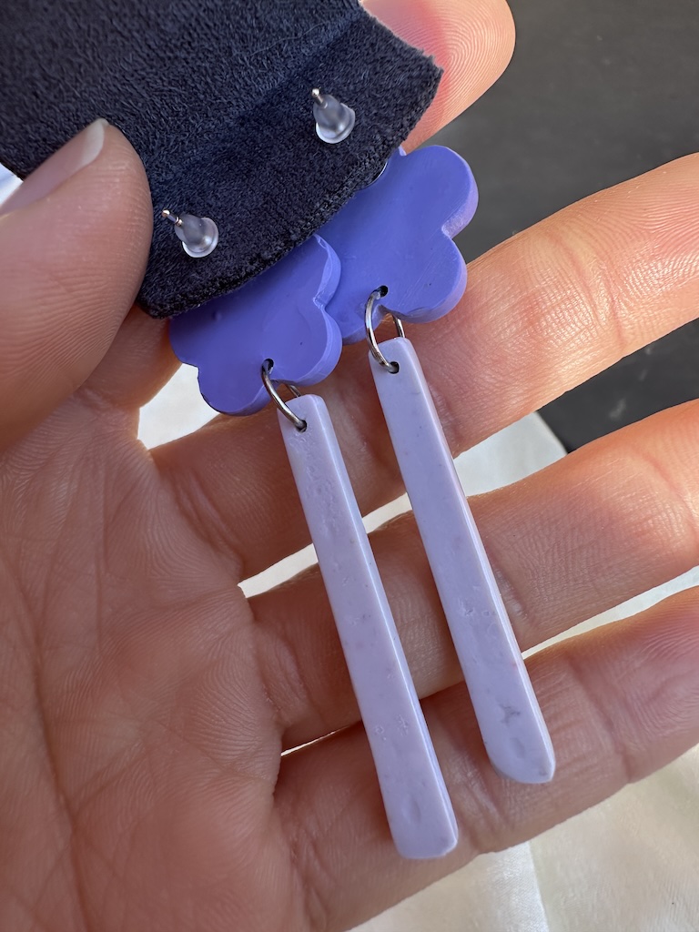 Purple or Green Flower Lace Dangle Earrings