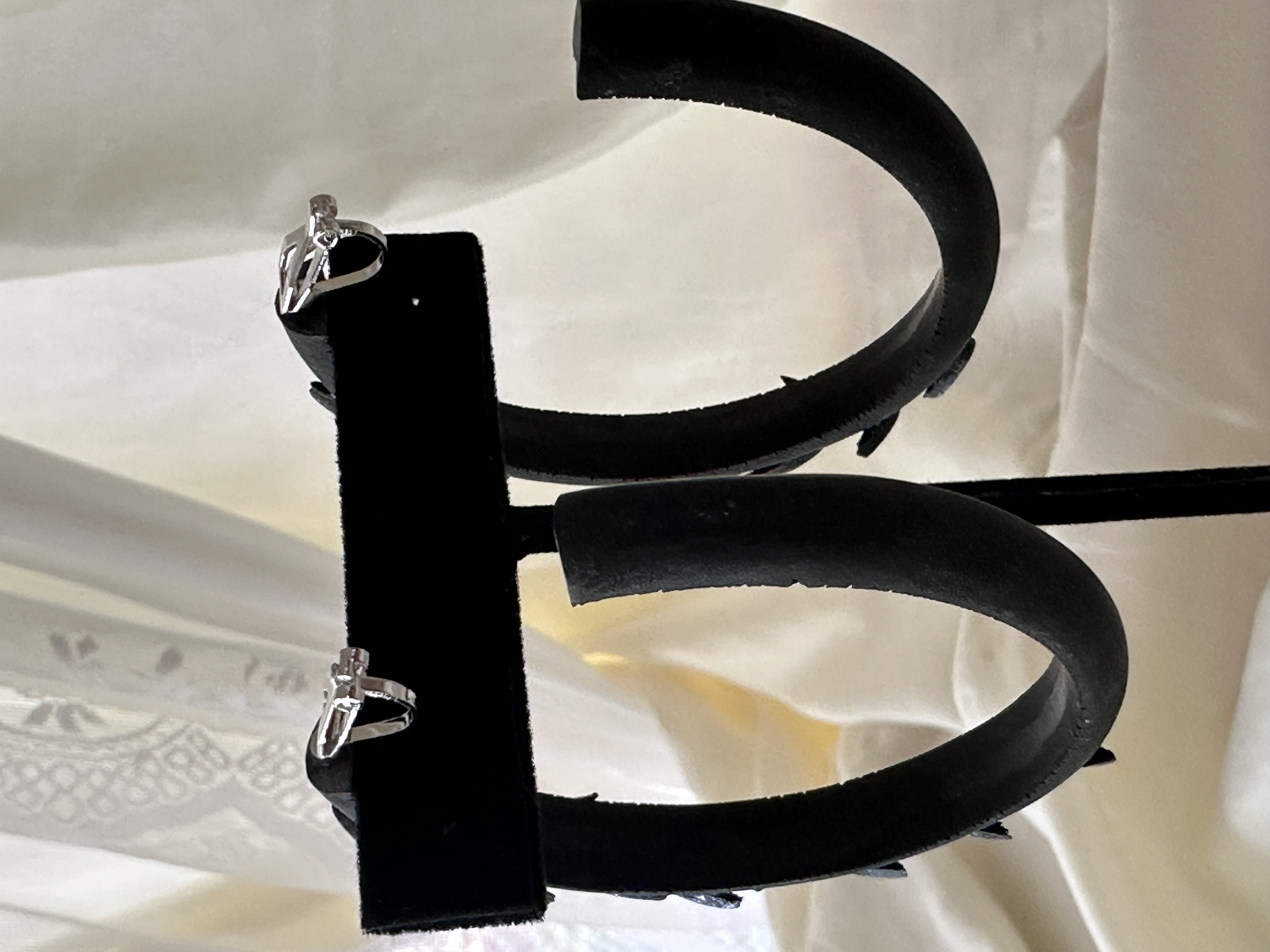 Black and Silver Black Leaves Hoop Clip-On