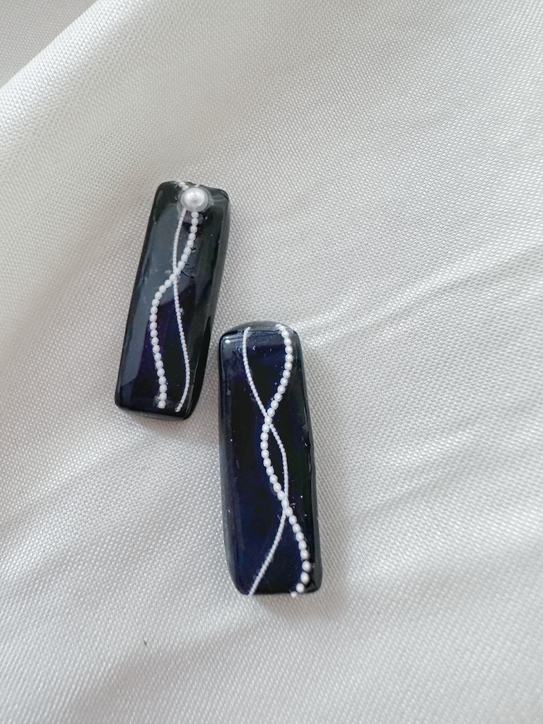 Black and White Cutie Lace Pearl Earrings