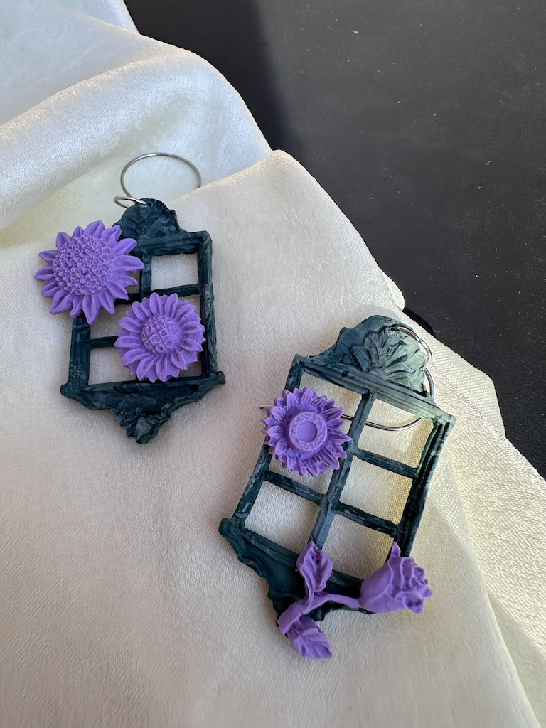 Vintage Style Floral Window Sunflowers Earrings