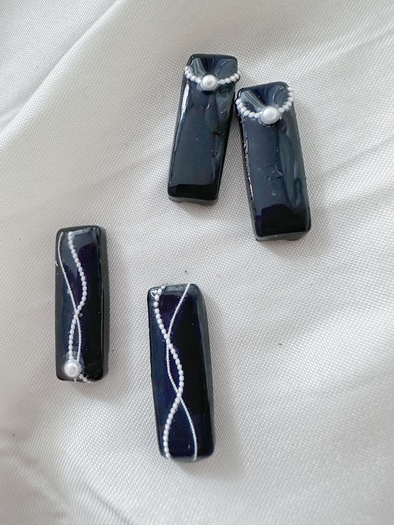 Black and White Cutie Lace Pearl Earrings