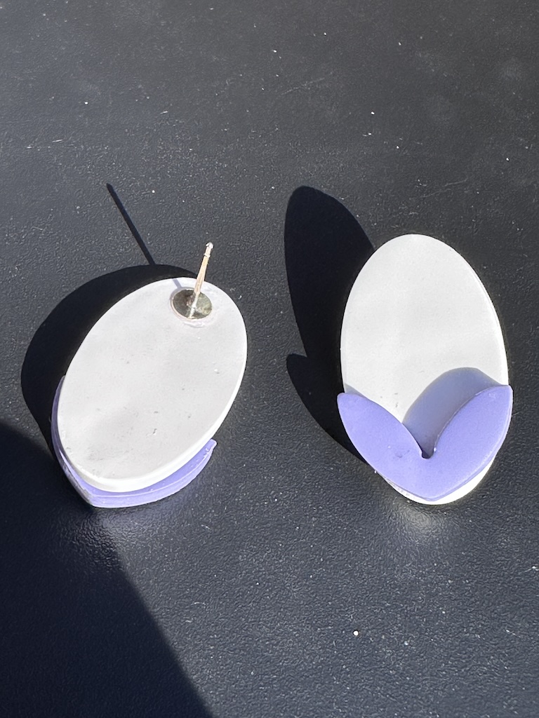 Purple and White Oval Minimalist Earrings