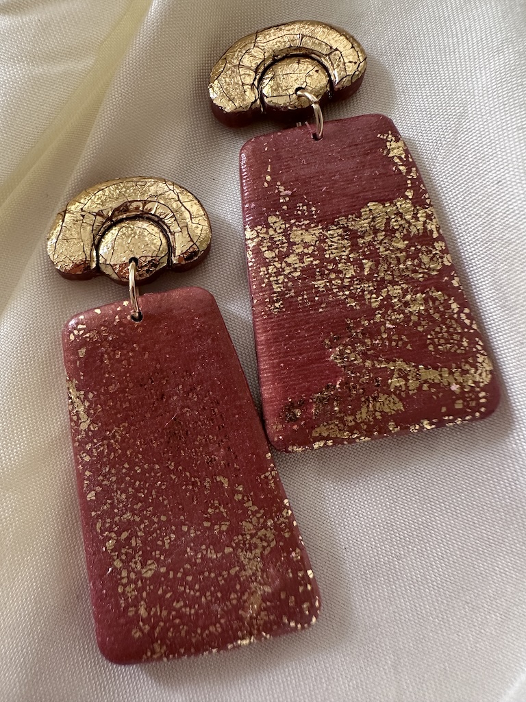Autumn Punmpkin Red and Gold Earrings